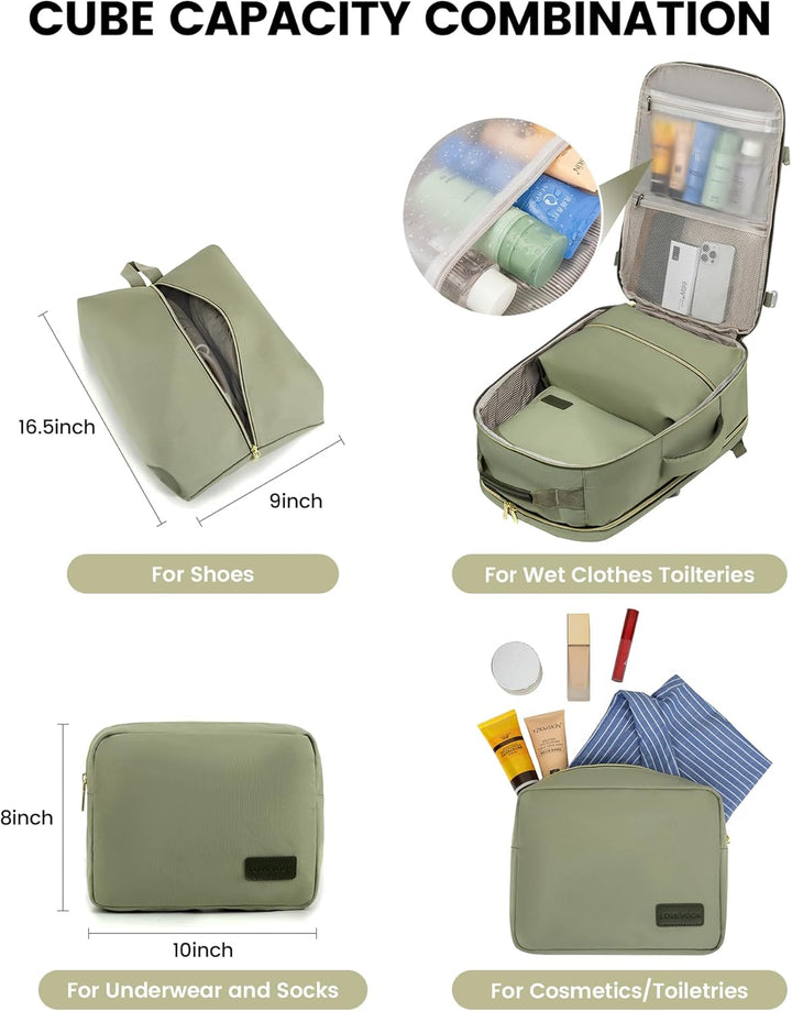 LOVEVOOK Handgepäck Rucksack Flugzeug, 40L Gross Reiserucksack Damen Kofferrucksack, Wasserdicht Rei