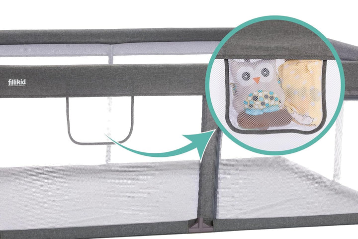 Fillikid Baby Laufgitter gross 180 x 120 cm Höhe 68 cm | Laufstall Baby xxl klappbar | Schutzgitter,