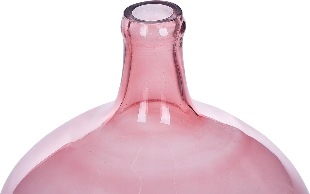 Runde Dekovase aus gefärbtem Glas handgefertigt rosa 31 cm Chappathi