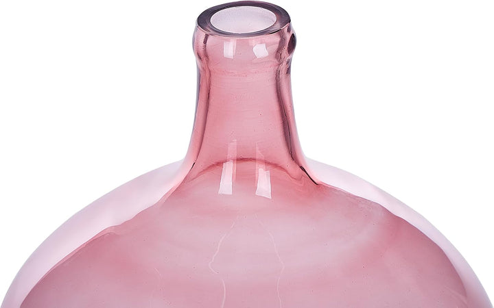 Runde Dekovase aus gefärbtem Glas handgefertigt rosa 31 cm Chappathi
