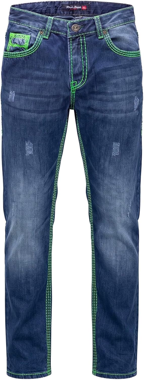 Rock Creek Herren Designer Jeans Hose Dicke Nähte Vintage Blau RC-2056 36W / 30L Blau - Rc-2271, 36W