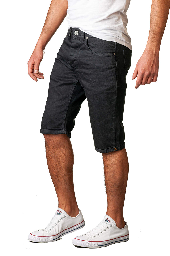 Gelverie Herren Shorts Slim Fit Bermuda Jeansshorts W29 Black Denim