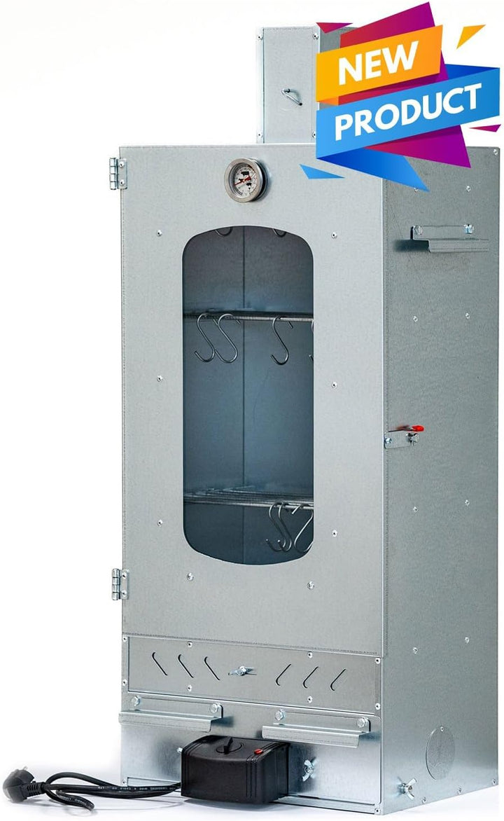 ITA Räucherofen 7012 - Smoker Set mit Heizelement & Räucherspänen - Räucherschrank mit 3 Etagen - Le