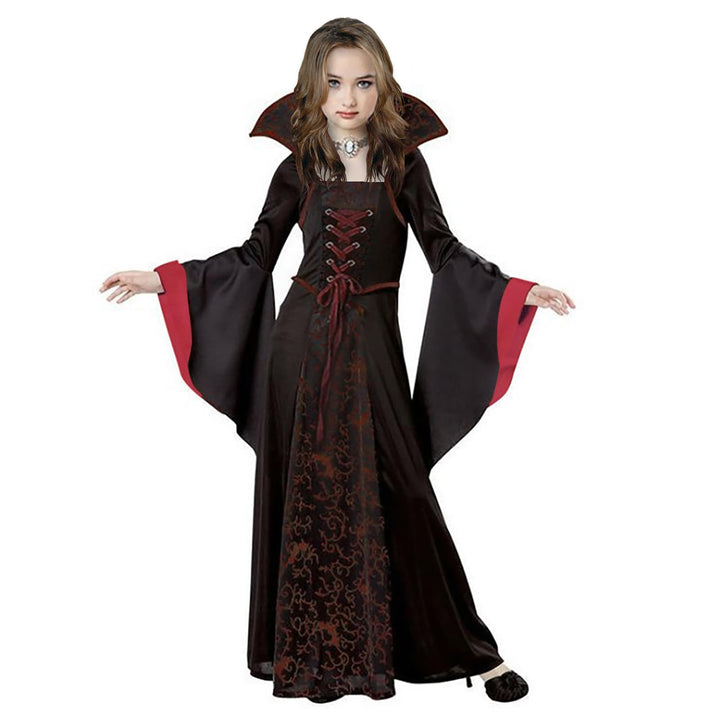 PABTID Vampir Kostüm Mädchen Halloween Kostüme Kinder Gothic Kapuzen Vampirkostüm Halloween Verkleid