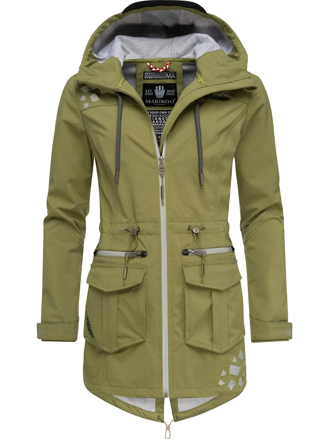 MARIKOO Damen wasserdichter Softshellmantel Softshelljacke Outdoorjacke Übergangsjacke Parka Kapuze