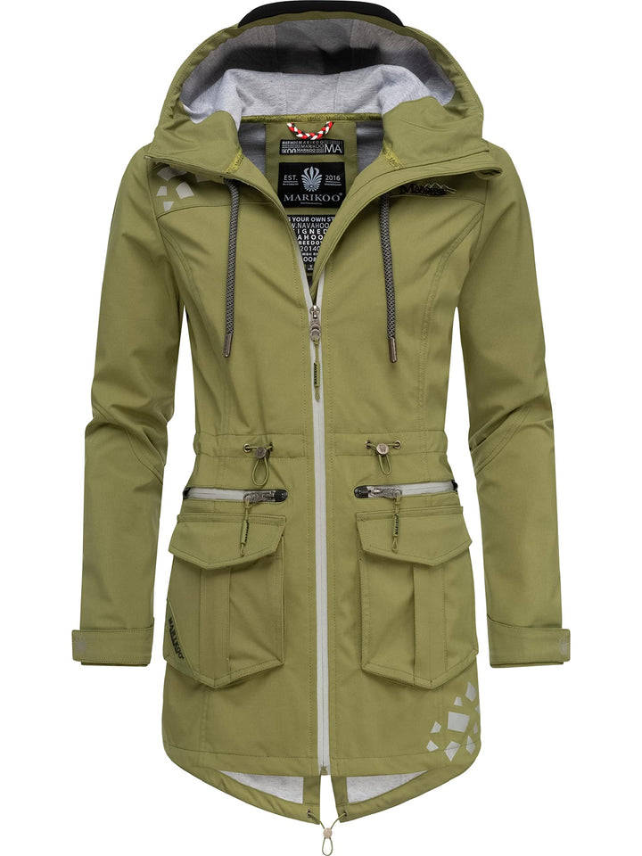 MARIKOO Damen wasserdichter Softshellmantel Softshelljacke Outdoorjacke Übergangsjacke Parka Kapuze