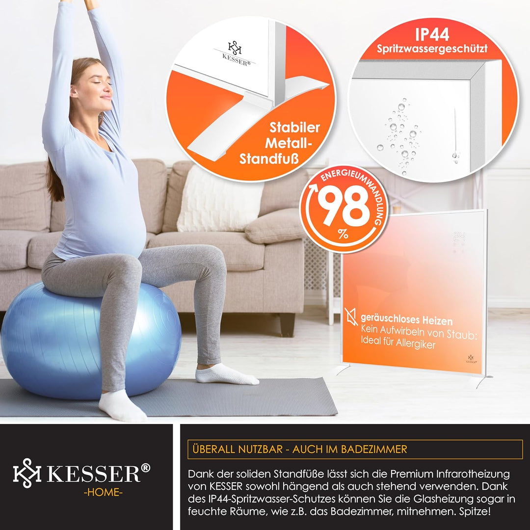 KESSER® Infrarotheizung Energiesparend Infrarot Standgerät &amp; Wandmontage Elektroheizung 350W mit Fer