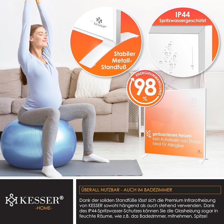 KESSER® Infrarotheizung Energiesparend Infrarot Standgerät &amp; Wandmontage Elektroheizung 350W mit Fer