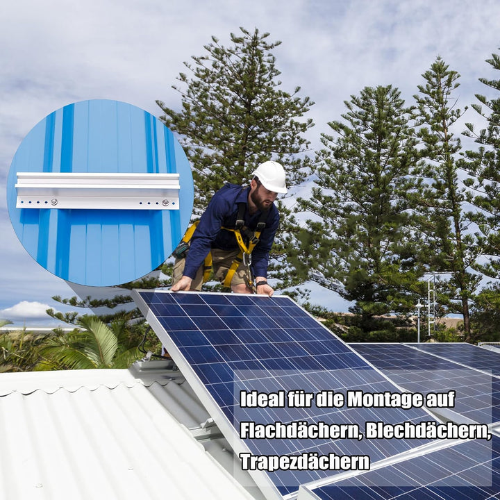 Warmfay Photovoltaik Halterung Befestigungssystem, Dachhalterungen Solarmodule Aluprofil 300MM Monta