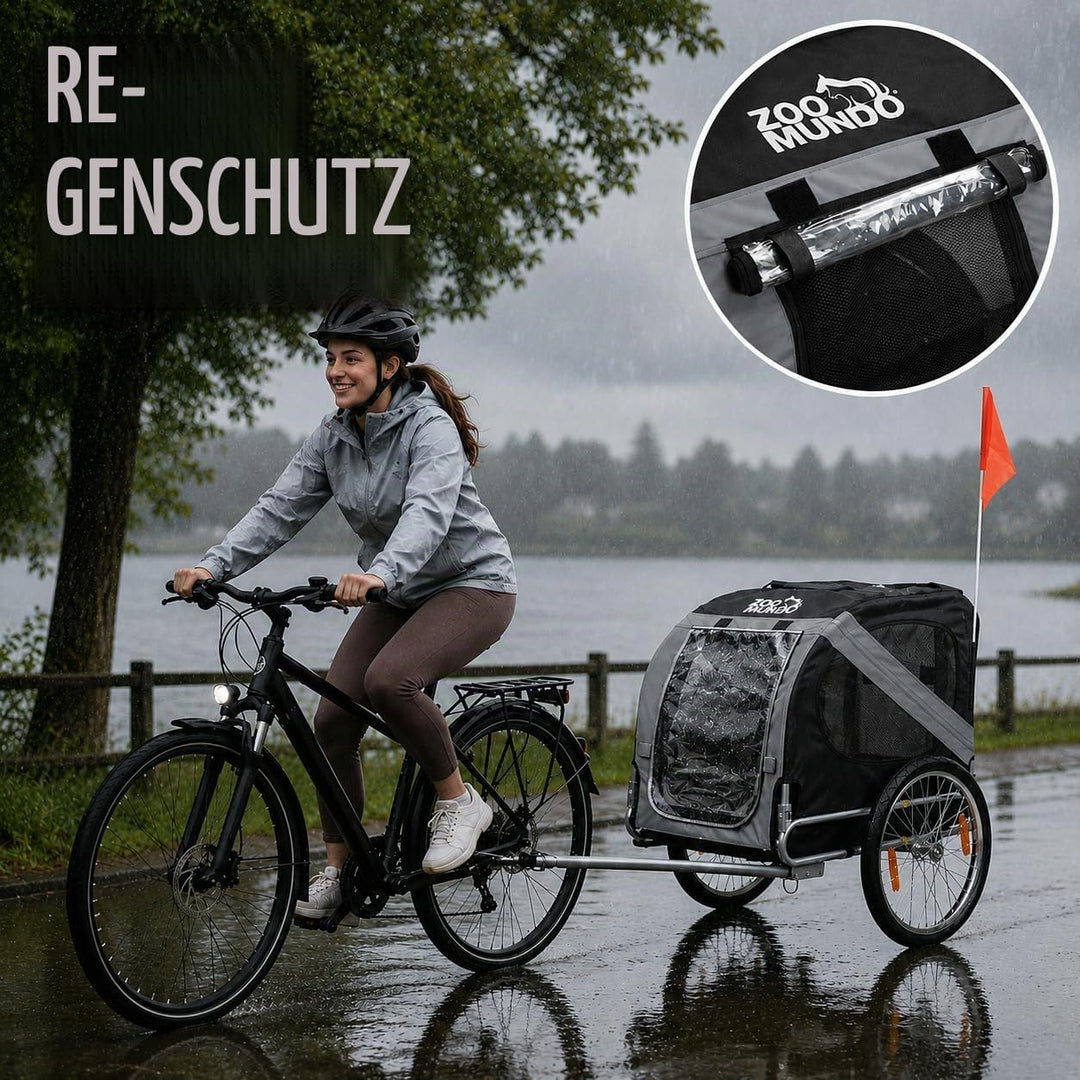zoomundo Fahrradanhänger Hundeanhänger für Hunde-Transport Silver Frame Dunkelgrau/Schwarz, Dunkelgr