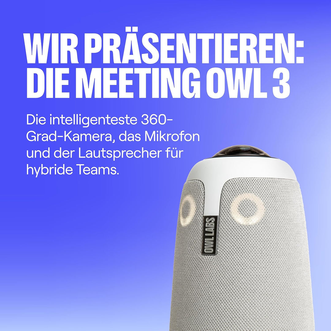 Owl Labs Meeting Owl 3 – 360-Grad, 1080p HD Smart Videokonferenzkamera, Mikrofon und Lautsprecher (a