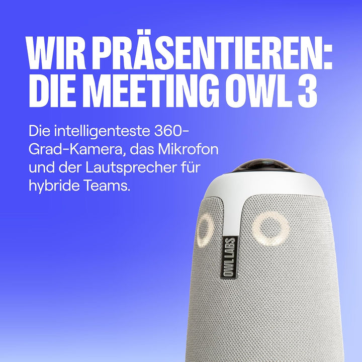 Owl Labs Meeting Owl 3 – 360-Grad, 1080p HD Smart Videokonferenzkamera, Mikrofon und Lautsprecher (a