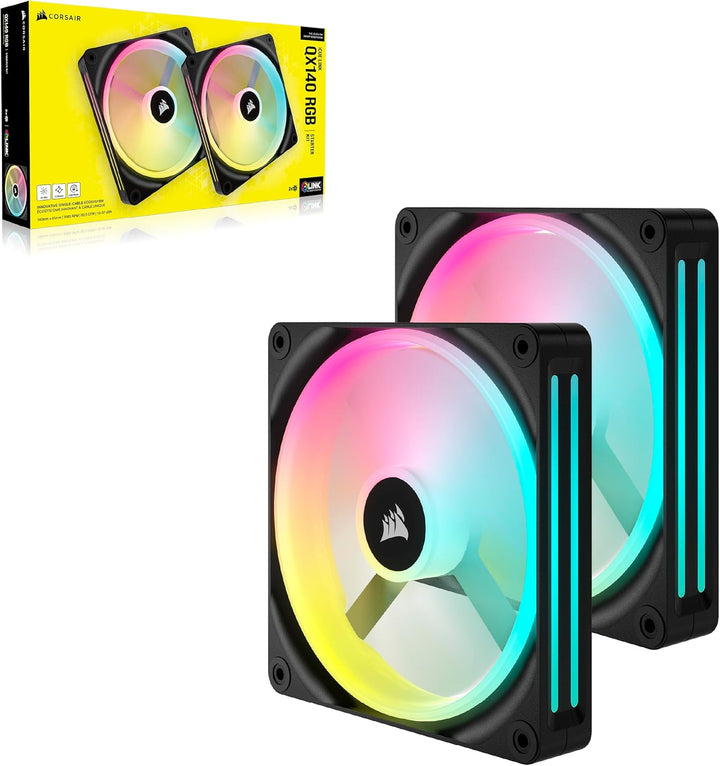 Corsair iCUE LINK QX140 RGB 140mm Magnetic Dome RGB Fans - Doppelter Lüfter-Starter-Kit mit iCUE LIN