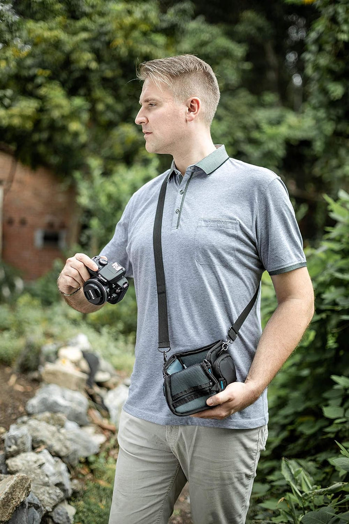 Bodyguard DSLM Foto/Kamera Tasche System L mit Zubehörfächern und Tragegurt - schwarz - passend für