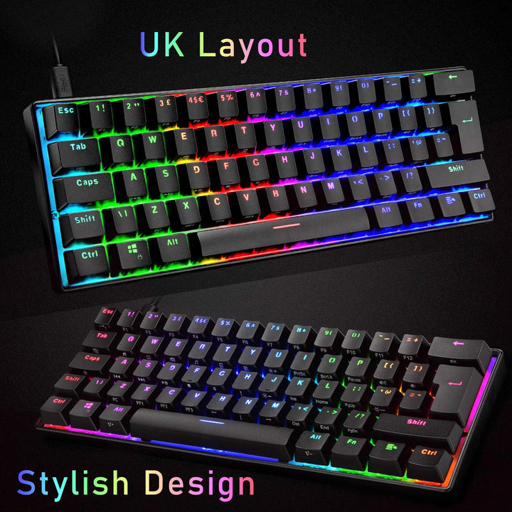 MK21 Gaming-Set: 60% Mechanische Tastatur + 6400 DPI Maus + Mauspad für PS4, Xbox, PC - Schwarz/Brow