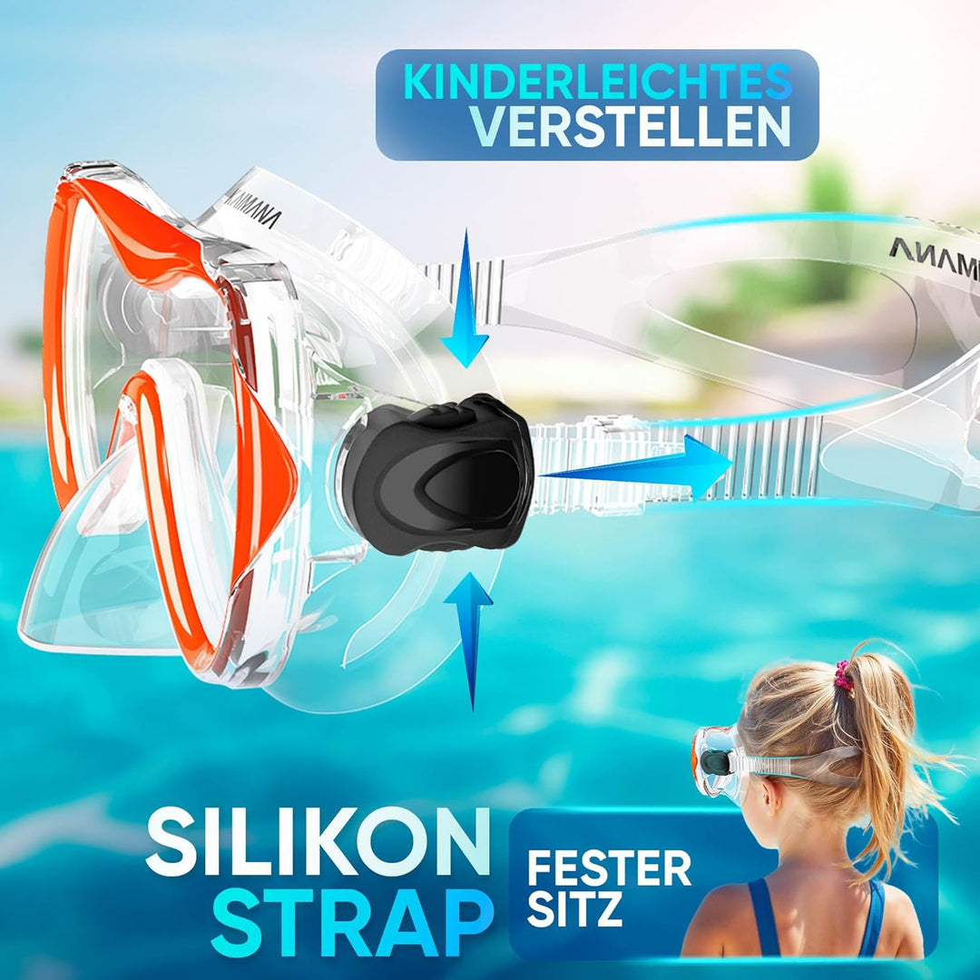 Das Neue KAIMANA® SeaExplorer Schnorchelset Kinder + Tragetasche, Taucherbrille mit Schnorchel, Tauc
