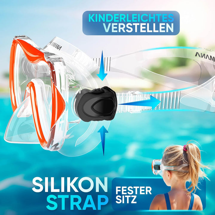Das Neue KAIMANA® SeaExplorer Schnorchelset Kinder + Tragetasche, Taucherbrille mit Schnorchel, Tauc