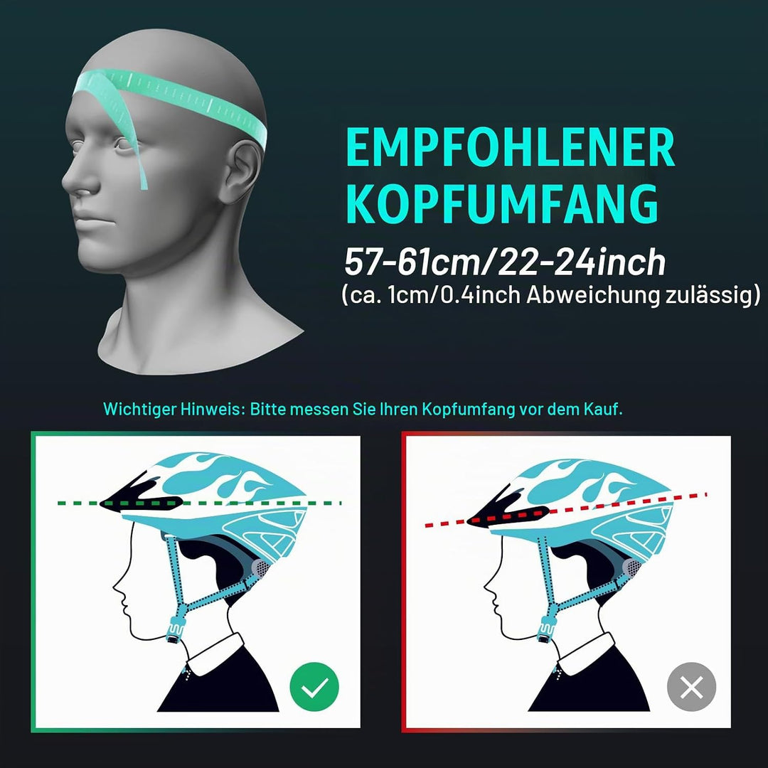 Favoto Fahrradhelm Herren mit Licht - Damenhelm Fahrradhelm Leichtgewicht Atmungsaktiv mit Brille Rü