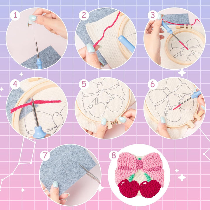 WATINC Punch Needle Untersetzer Kit - 23pcs Easy Art Work Decor Handwerk Versorgung für Anfänger, DI