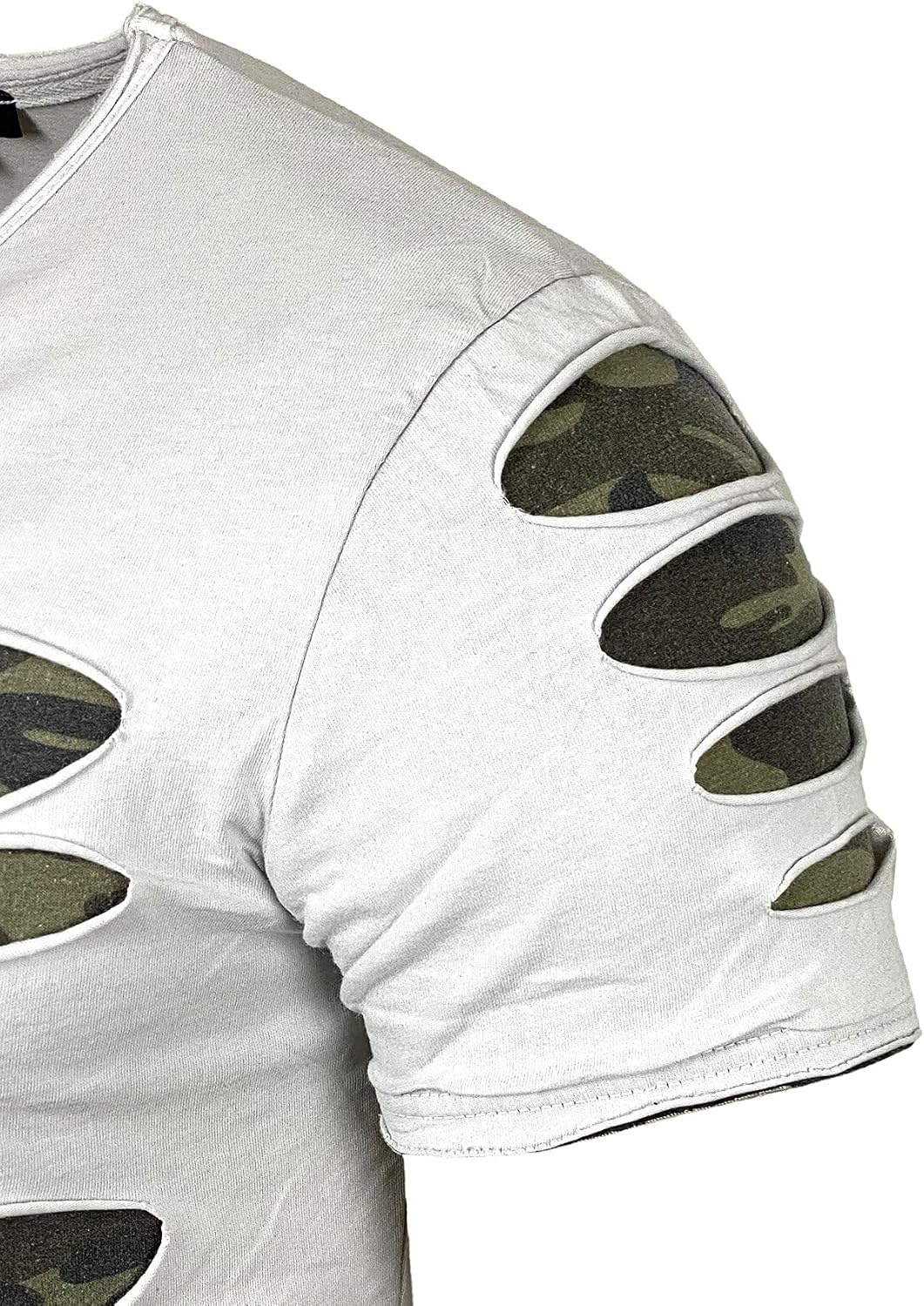 Subliminal Mode Destroy Herren-T-Shirt, verwaschener V-Ausschnitt, kurzärmelig, Vintage, zerrissen,