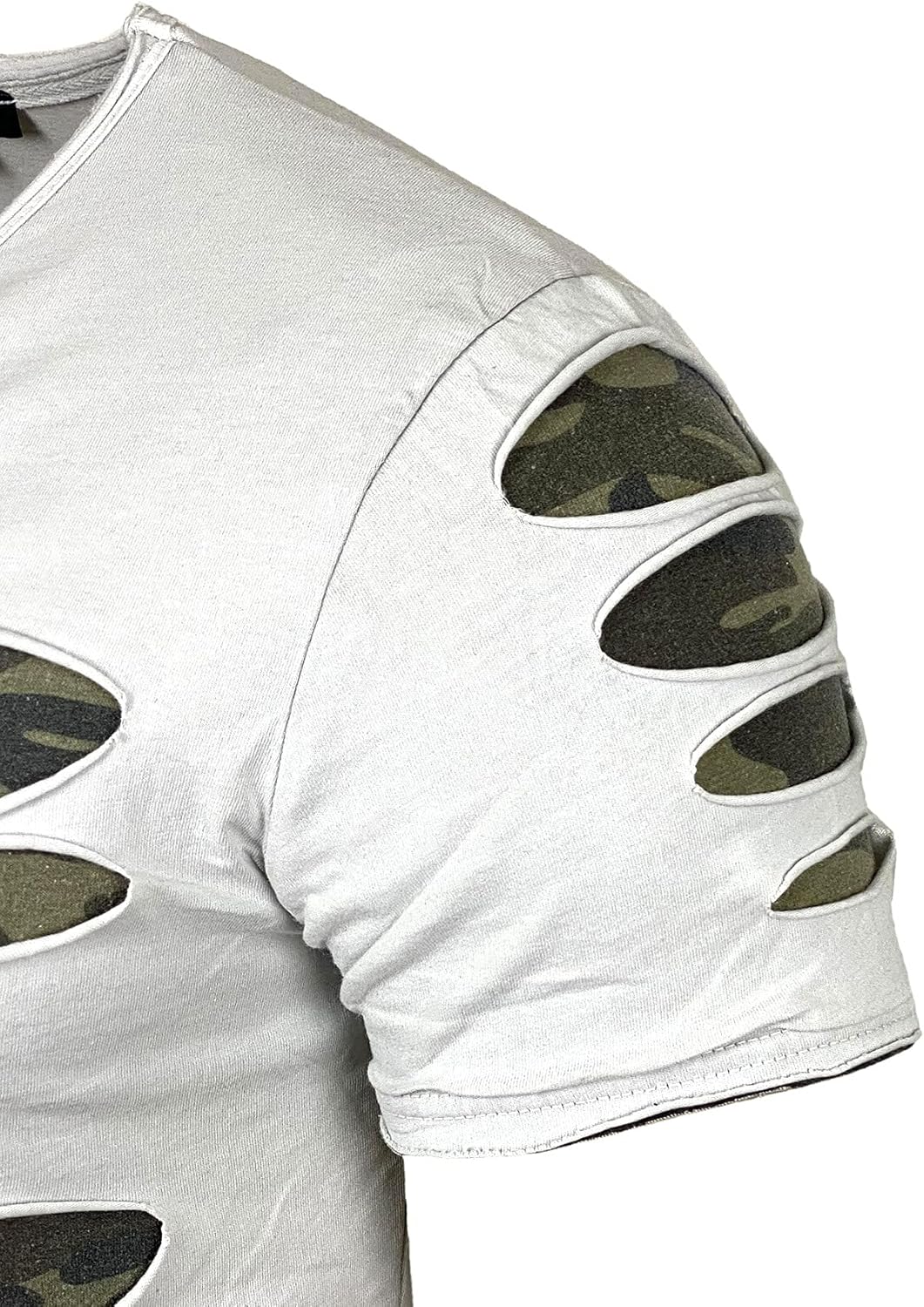 Subliminal Mode Destroy Herren-T-Shirt, verwaschener V-Ausschnitt, kurzärmelig, Vintage, zerrissen,