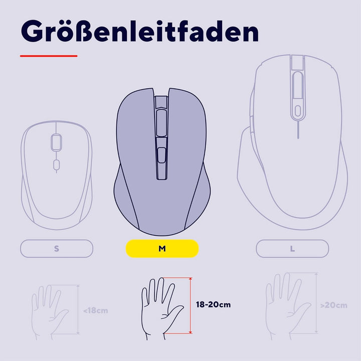 Trust Ferro Kabellose Maus Ultraschnelles Scrollrad und Horizontales Scrollen, Bluetooth + 2.4GHz, L