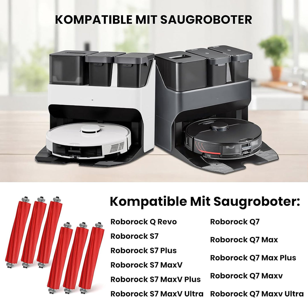6 Stück Hauptbürste für Roborock S7 / S7 Plus / S7 MaxV / S7 MaxV Plus / S7 MaxV Ultra / Q7 / Q7 Max