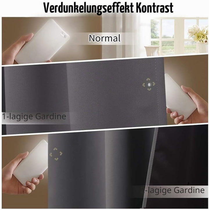 PONY DANCE Vorhang Grau Blickdicht Ösenvorhang 1 Stück H 160 x B 140 cm Thermovorhang Kälteschutz Wi