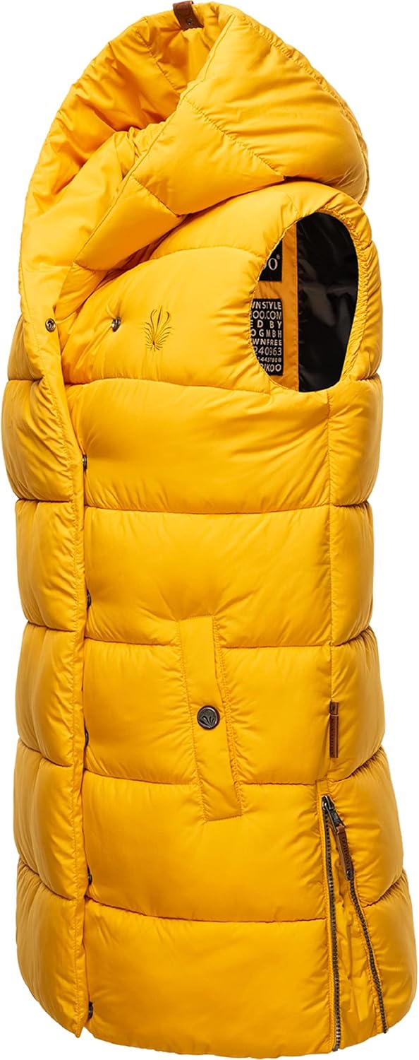 Navahoo warme Damen Winter Steppweste lang mit Kapuze Madilynaa XS-XXL XL Gelb, XL Gelb