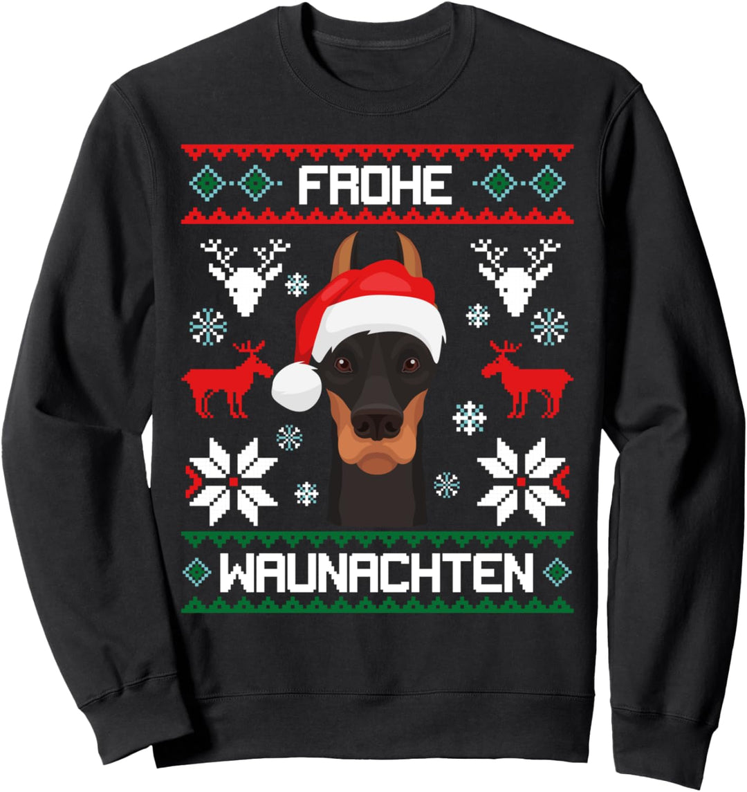 Dobermann Frohe Waunachten Weihnachten Hund Xmas X-Mas Dobie Sweatshirt