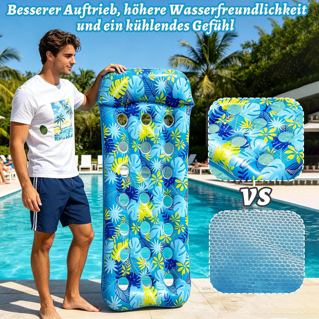 Luftmatratze Pool, Floaty Schwimmmatratze Mit Kopfstütze Erwachsene Schwimmende Wasserspass Schwimme