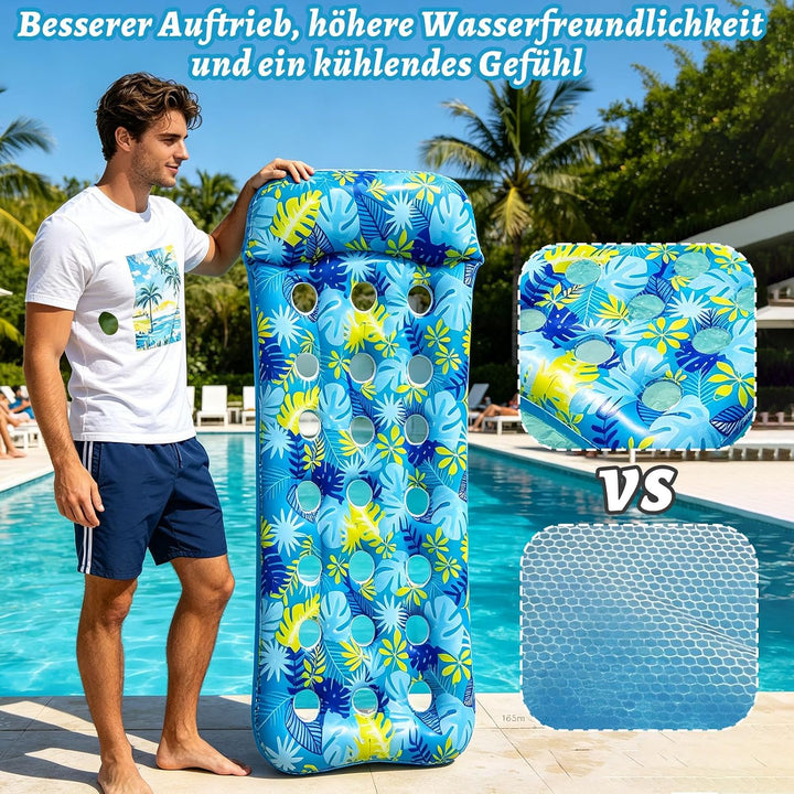 Luftmatratze Pool, Floaty Schwimmmatratze Mit Kopfstütze Erwachsene Schwimmende Wasserspass Schwimme
