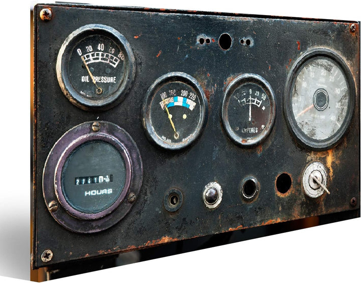 islandburner Bild auf Leinwand Old Circular Industrial Meter Wandbild Poster Kunstdruck Bilder Forma