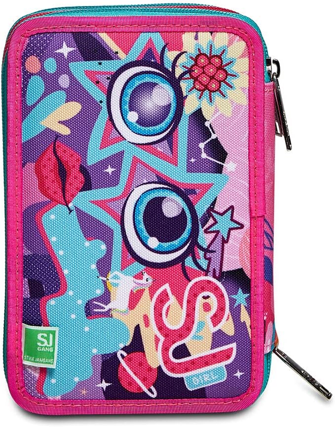 SJ GANG Federmäppchen, Mäppchen, mehrfarbig, Federtasche für Schreibwaren, Etui mit Stiften, Kugelsc