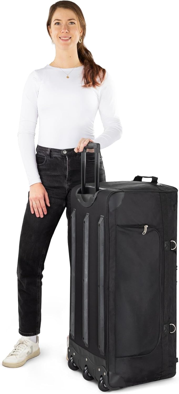 normani Jumbo Reisetasche XXL Trolly mit Rollen aus robustem Material Farbe Schwarz / 120 Liter Schw