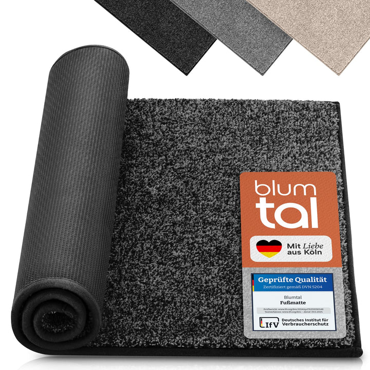 Blumtal Fussmatte 60x90 cm - Mikrofaser Schmutzfangmatte mit wasserdichter TPR-Rückseite - rutschfes
