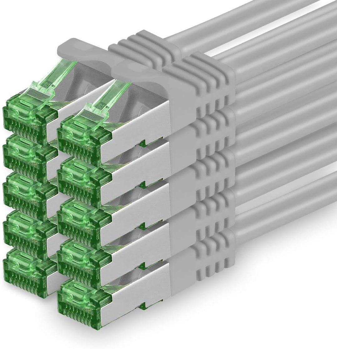 Cat7 Netzwerkkabel 5m - Grau - 10 Stück - Cat 7 Ethernetkabel Lankabel Lan 10Gbits Patchkabel Rj45 f