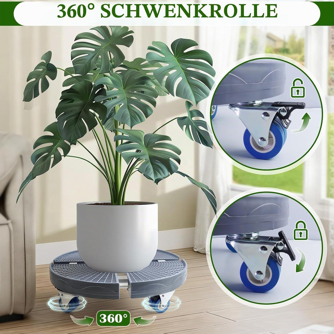 K KASONIC Pflanzenuntersetzer mit 4 Rollen, 150KG Tragkraft, 37-43cm Verstellbarer Rollstand für Inn