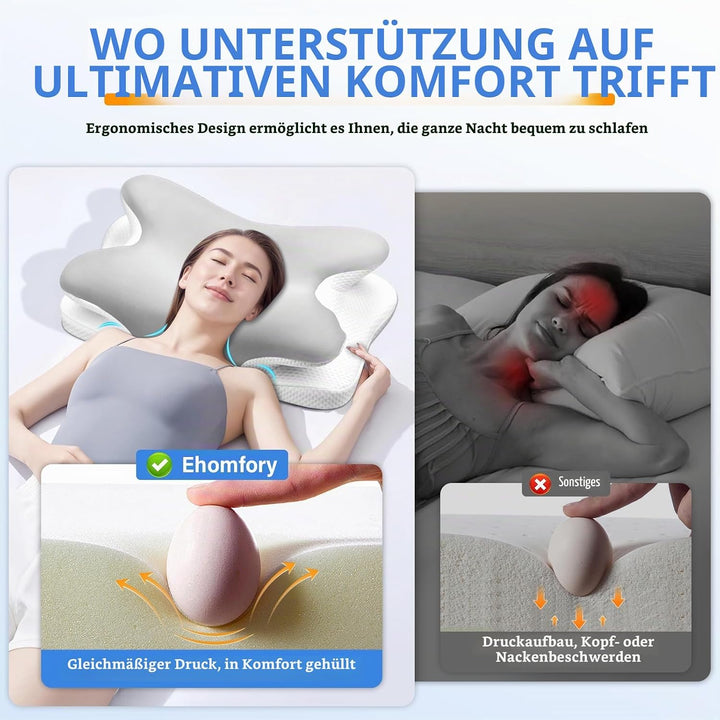 Ehomfory Nackenstützkissen Nackenkissen Kopfkissen Memory Foam Kissen, Ergonomisches Seitenschläferk
