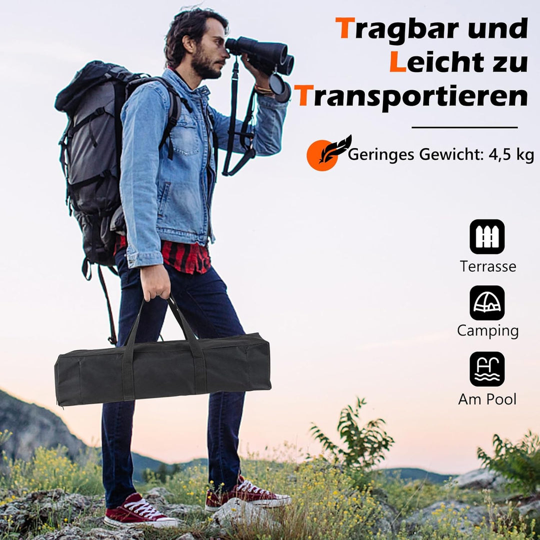 COSTWAY Campinggrill, 3-in-1-Feuerstelle für Brennholz & Holzkohle mit Edelstahlgrillrosten, tragbar
