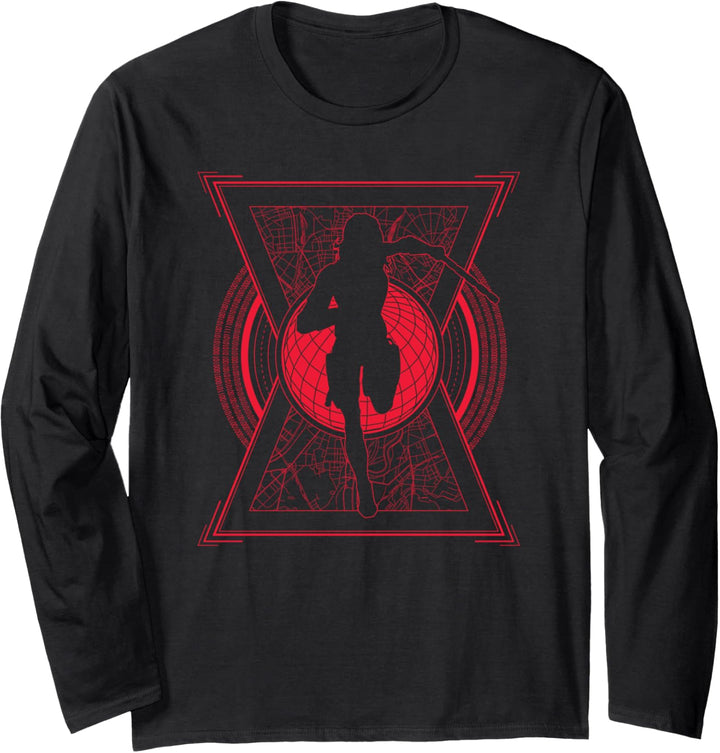 Marvel Black Widow Movie Natasha Romanoff Silhouette Langarmshirt