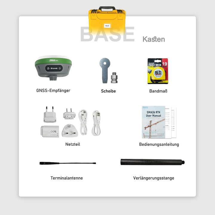 SMA26 Pro Base RTK-Vermessungssystem, Basisstation, GNSS-Empfänger, Neigungskompensation, 4G/WiFi/Bl