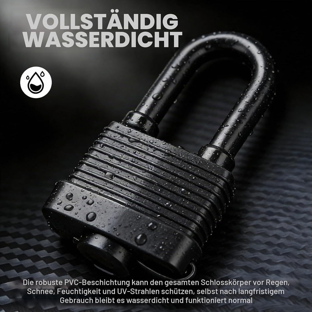 4 Stück Wetterfest Vorhängeschloss, 42 mm Vorhängeschlösser mit Wasserdichtes Kunststoffmantel Kelle