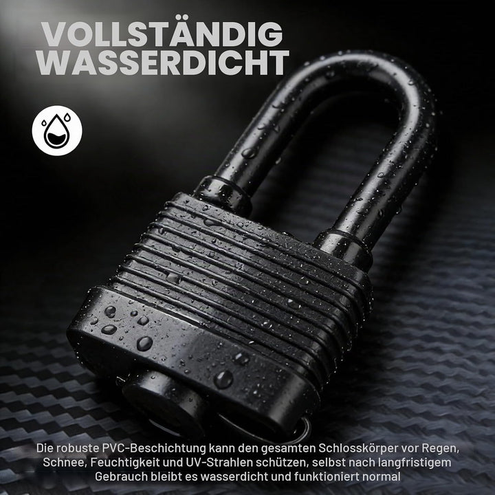 4 Stück Wetterfest Vorhängeschloss, 42 mm Vorhängeschlösser mit Wasserdichtes Kunststoffmantel Kelle