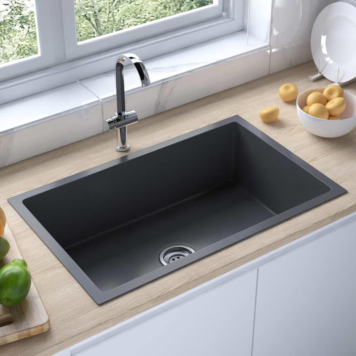 Tidyard Handgemachte Einbauspüle mit Sieb Küchenspüle Spülbecken Edelstahlspüle Edelstahl 70 x 44 x