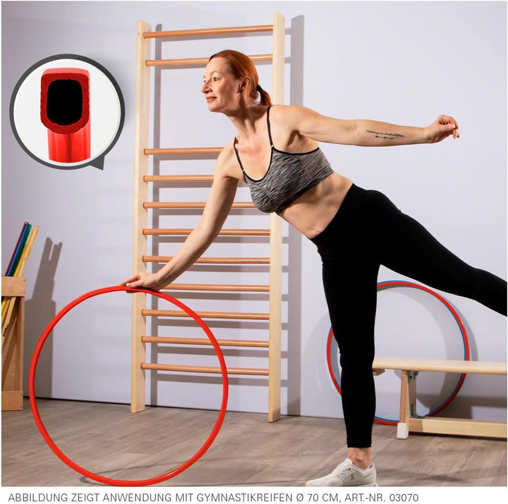 Gymnastikreifen aus Kunststoff, 4er-Set, ø 60 cm Rot, Rot