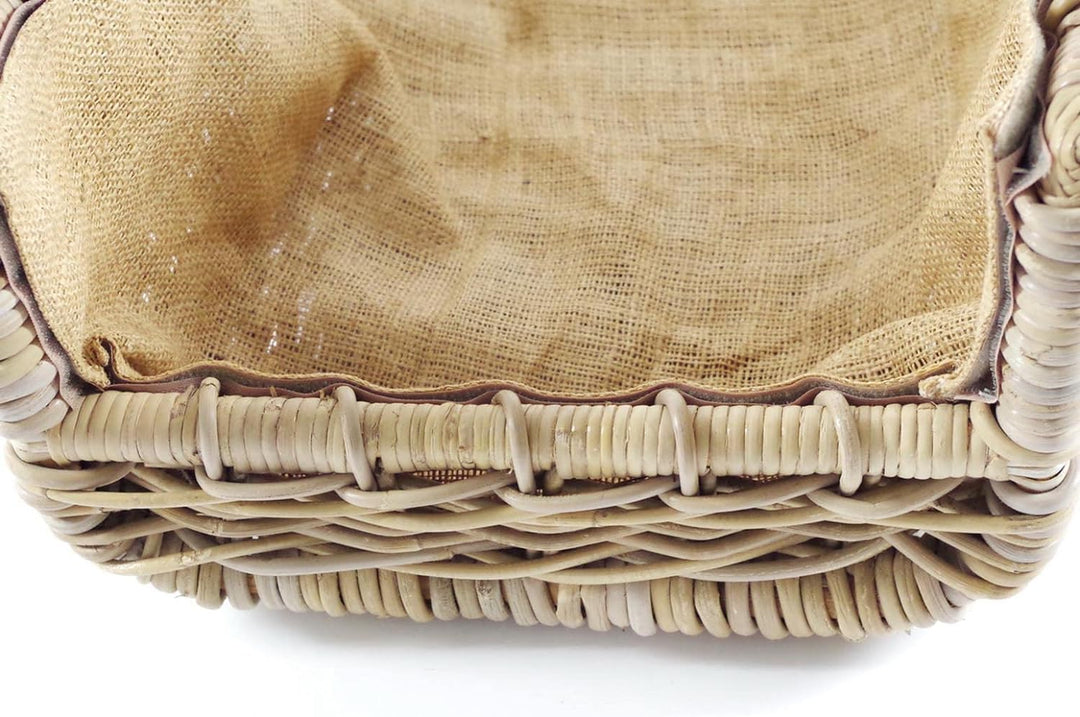 Kobolo Holztrage Holzkorb für Kaminholz eckig - aus grauem Rattan mit Jutefutter