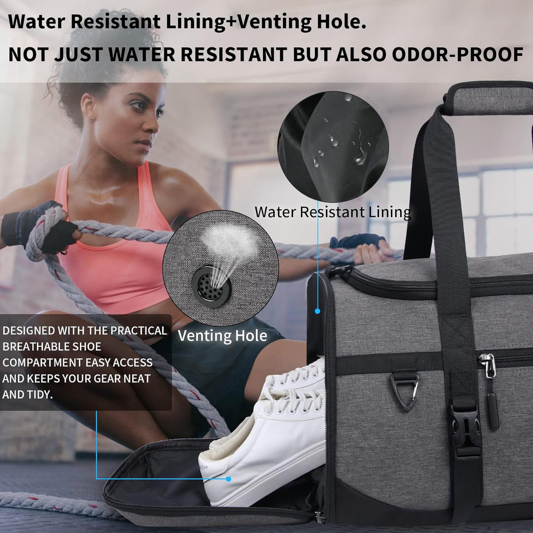 Lubardy Sporttasche Reisetasche Gross 40L Wasserdicht mit Sporthandtuch Schuhfach Nassfach Weekender