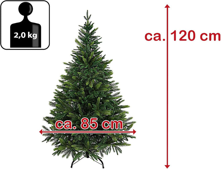 BB Sport Luxus Christbaum 120 cm Mittelgrün/Douglasie künstlicher Weihnachtsbaum PE/PVC Spritzguss M