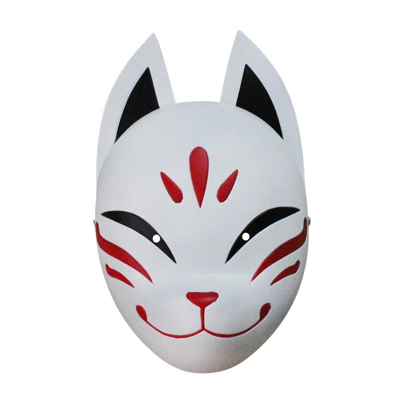 Kitsune Fuchsmaske aus Harz – Japanische Shinto-Inspiration – Handgefertigt – Anime Stil – Kostümart